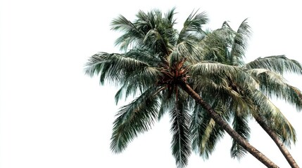 Tropical palm trees against a bright white background