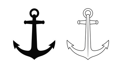 Two anchor designs one solid black and one outline a striking silhouette © asma