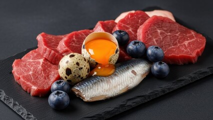 Assortment of high-quality protein and superfoods: Ketogenic ingredients/高品質なタンパク質とスーパーフードの盛り合わせ：ケトジェニック食材