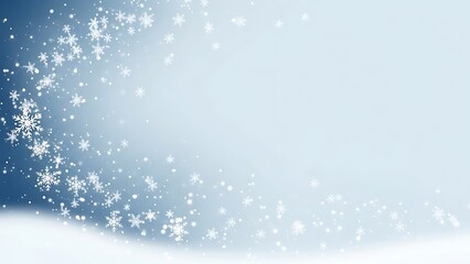 Fototapeta premium Snowflakes Falling on Blue Background falling snow winter 1