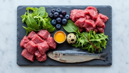Assortment of high-quality protein and superfoods: Ketogenic ingredients/高品質なタンパク質とスーパーフードの盛り合わせ：ケトジェニック食材