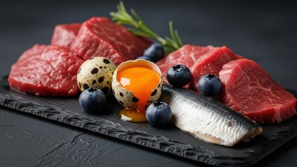 Assortment of high-quality protein and superfoods: Ketogenic ingredients/高品質なタンパク質とスーパーフードの盛り合わせ：ケトジェニック食材
