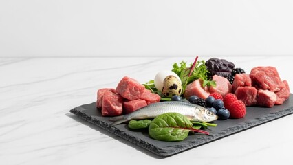 Assortment of high-quality protein and superfoods: Ketogenic ingredients/高品質なタンパク質とスーパーフードの盛り合わせ：ケトジェニック食材