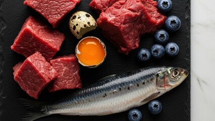 Assortment of high-quality protein and superfoods: Ketogenic ingredients/高品質なタンパク質とスーパーフードの盛り合わせ：ケトジェニック食材