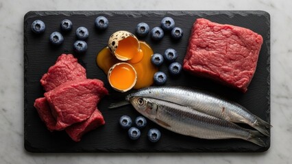 Assortment of high-quality protein and superfoods: Ketogenic ingredients/高品質なタンパク質とスーパーフードの盛り合わせ：ケトジェニック食材