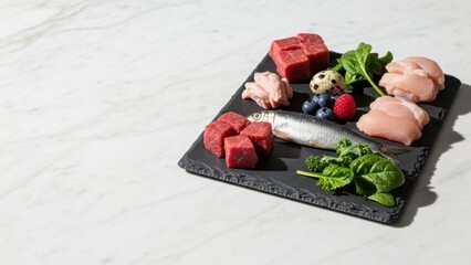 Assortment of high-quality protein and superfoods: Ketogenic ingredients/高品質なタンパク質とスーパーフードの盛り合わせ：ケトジェニック食材