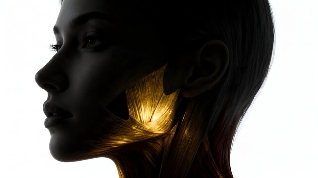 Masseter muscles isolated for jaw closure and mastication education.