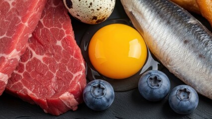 Assortment of high-quality protein and superfoods: Ketogenic ingredients/高品質なタンパク質とスーパーフードの盛り合わせ：ケトジェニック食材