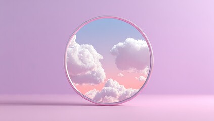 Pastel circle framing sky scene