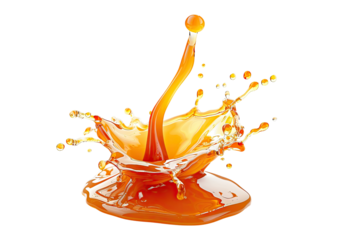 A honey splash isolated on transparent background Syrup red splash with droplets and bauble, isolated on a transparent background with a PNG format. Liquid Paint Transparent  splash background