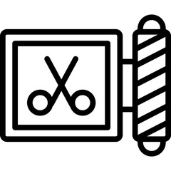 babershop icon illustration design with outline