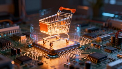 Shopping cart on circuit board