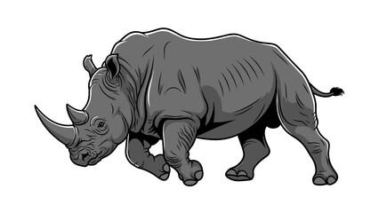 Fototapeta premium Detailed Illustration of a Powerful Rhinoceros in Motion.