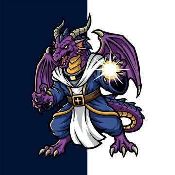 Dragon Priest Esport Mascot Logo Vector