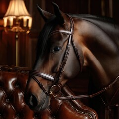 Horse in Leather Bridle