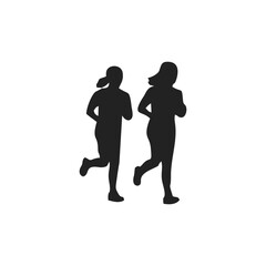 Silhouettes people running