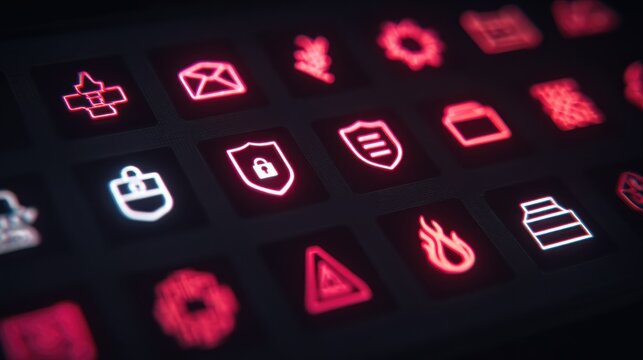 vibrant icons symbolize cuttingedge tech security and intricate data networks - Powered by Adobe