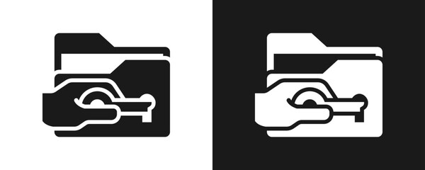 Right To Access Icon Set Glyph In White And Black Background