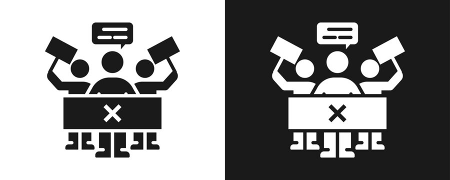 Labor Strike Icon Set Glyph In White And Black Background