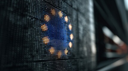 technology concept with european union flag displayed on digital screen