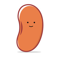 Cute Kawaii Bean Vector Pastel Colored Flat Style Food Illustration, Hand-Drawn Cartoon Bean Icon for Healthy Nutrition, Kids Design, Cooking, Organic Food, and Cute Decoration
