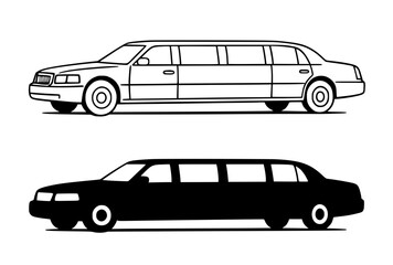Limousine illustration, outline and silhouette © Nurhalimah
