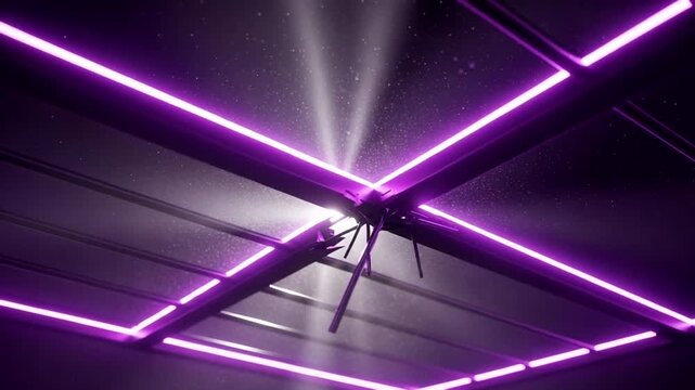 Futuristic ceiling with purple lighting effects