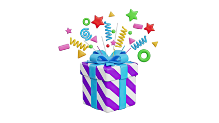 Birthday Gift Box with Colorful Confetti