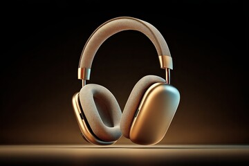 Elegant Audio Bliss: Experience the refined fusion of design and sound, with these sleek, metallic headphones poised in a sophisticated setting, hinting at a world of immersive audio pleasure.