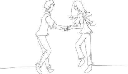 Continuous One Line Drawing of a Couple Dancing Together, Love and Romance Concept eps10