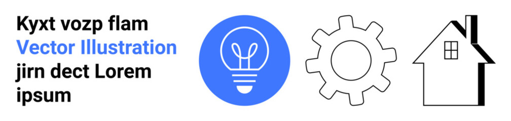 Innovation creativity home efficiency infrastructure technology architecture system icons. Light bulb gear and house icons. Innovation and technology concepts © robu_s