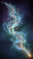 Ethereal Flow of Cosmic Energy: A luminous, swirling stream of energy gracefully descends, a radiant display of celestial wonder, with twinkling particles adding to the otherworldly charm.