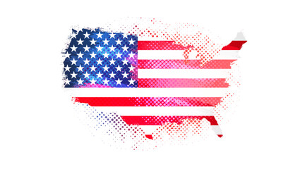 Creative United States map logo in retro grunge style. T shirt design concept. Patriotic merch for holiday events © koltukovs