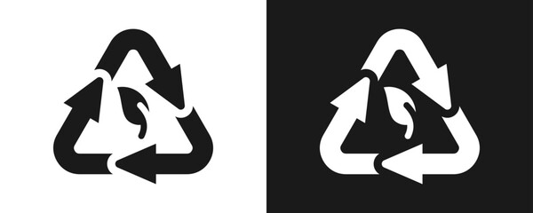 Eco Cycle Icon Set Glyph In White And Black Background