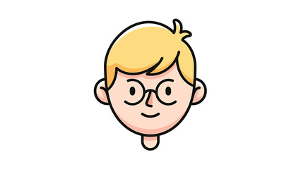 Fototapeta premium Cartoon Illustration of a Boy with Glasses and Blonde Hair.