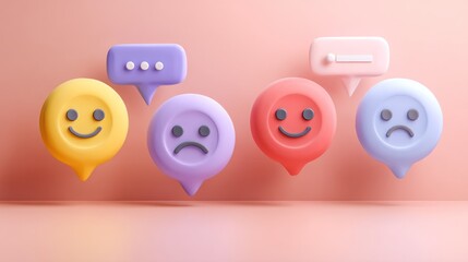 Emoji feedback collection on pink background
