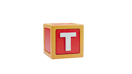 3D Render of a Single Alphabet Block with Letter T