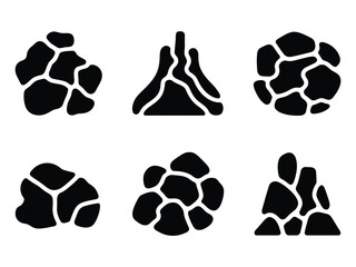 Obraz premium Six black abstract shapes mimic cracked earth or giraffe skin textures.