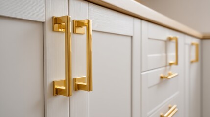 Modern kitchen cabinets with gold handles