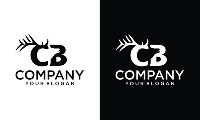 Creative logo letters B and C with deer antlers
