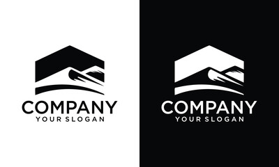 Creative negative space Real estate house mountain logo template