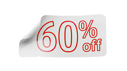 60% Off Sale Sticker with Peeling Corner