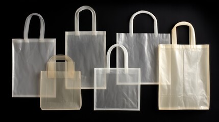 Clear plastic shopping bags display