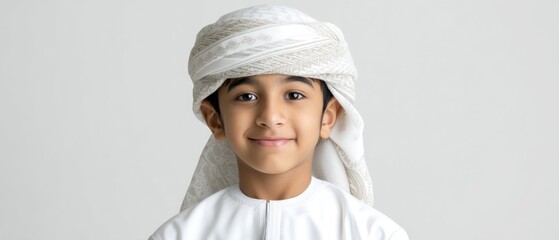 Smiling young boy in traditional clothing