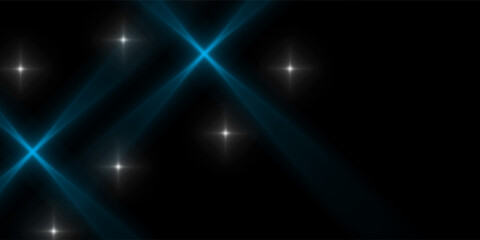 Lens flare, abstract blue flare light on the black background. flowing bright illustrations vector art