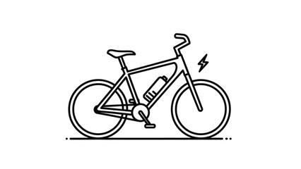 Fototapeta premium Electric bicycle line icon with battery and bolt symbol.
