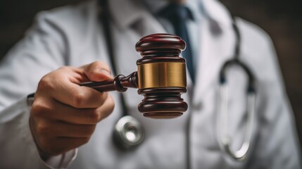 Gavel held by doctor in white coat