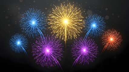 Colorful fireworks light up the night sky during a celebration