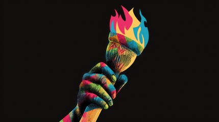 Colorful handheld torch illustration