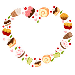 Fototapeta premium cake and bread love pattern border